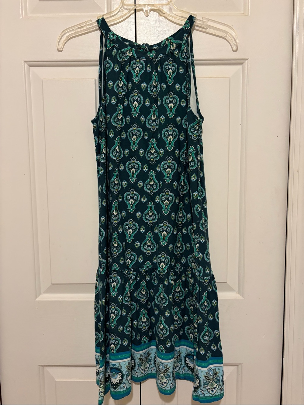 LOFT Teal Patterned Sleeveless  Dress
